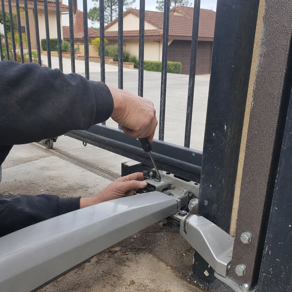 Gate motor and opener adjustment by technician